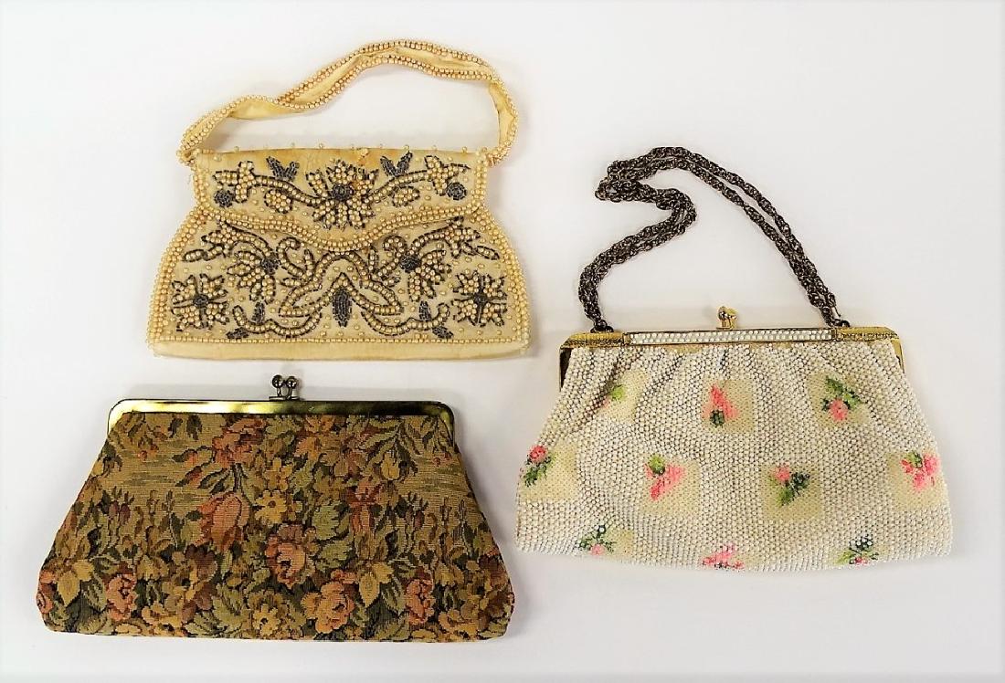 LOT OF 3 VINTAGE BEADED & EMBROIDERED HANDBAGS (1 of 4)