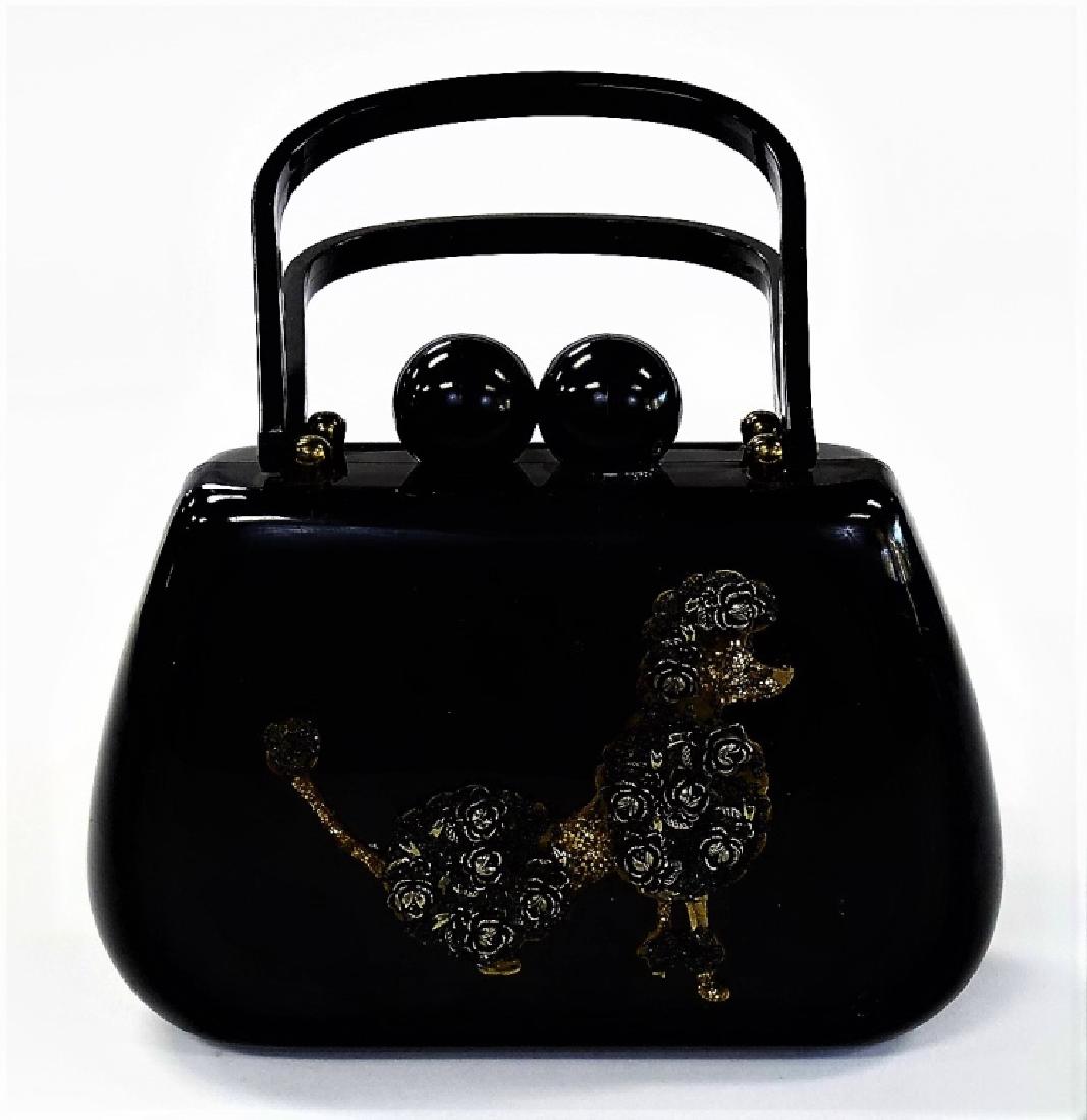LADIES VINTAGE BLACK BAKELITE POODLE PURSE (1 of 4)