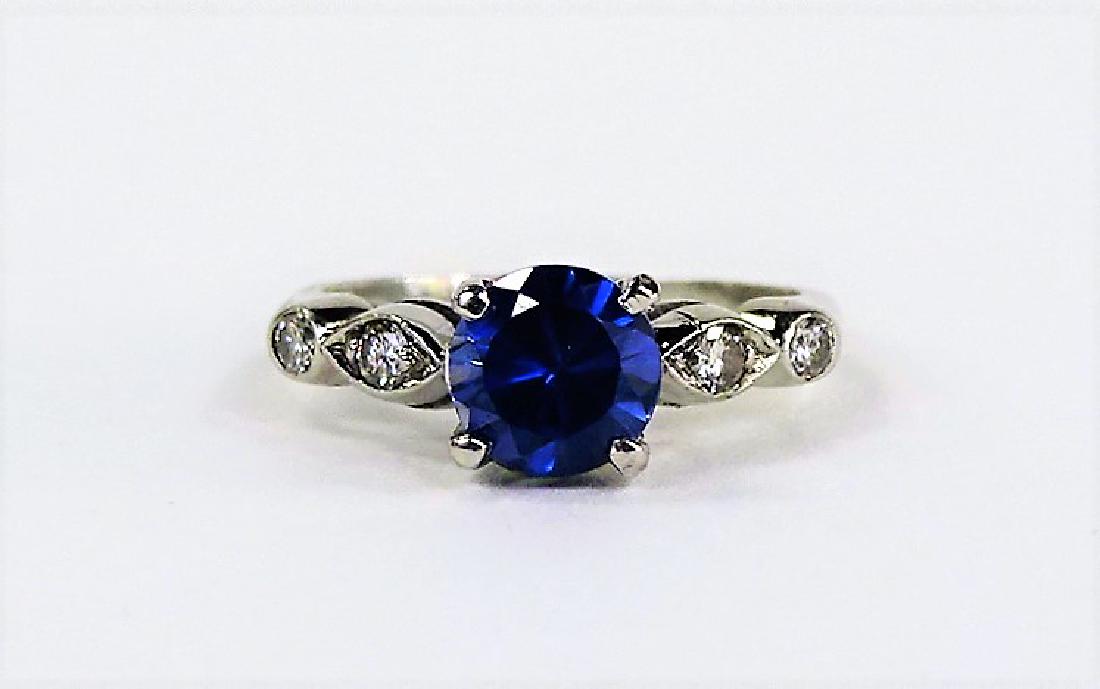 PLATINUM DIAMOND AND TANZANITE LADIES RING (1 of 4)