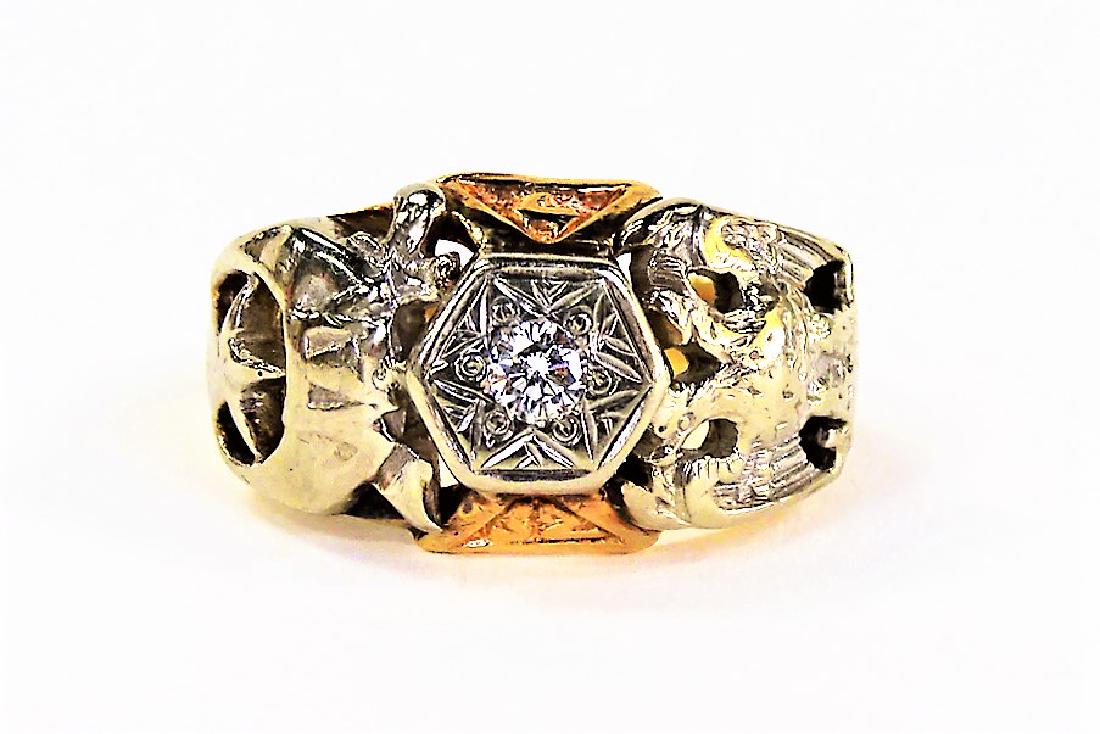 10KT YELLOW GOLD AND DIAMOND MASONIC RING (1 of 6)