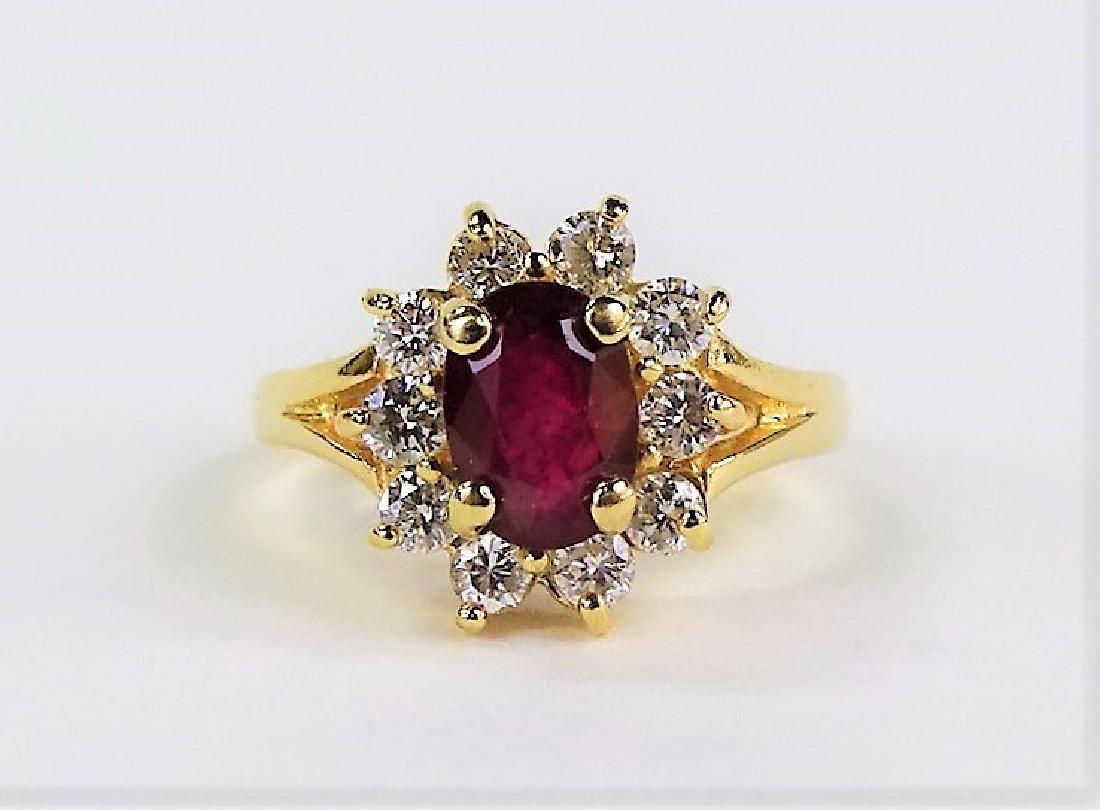 ESTATE 14K YELLOW GOLD DIAMOND & RUBY LADIES RING (1 of 4)