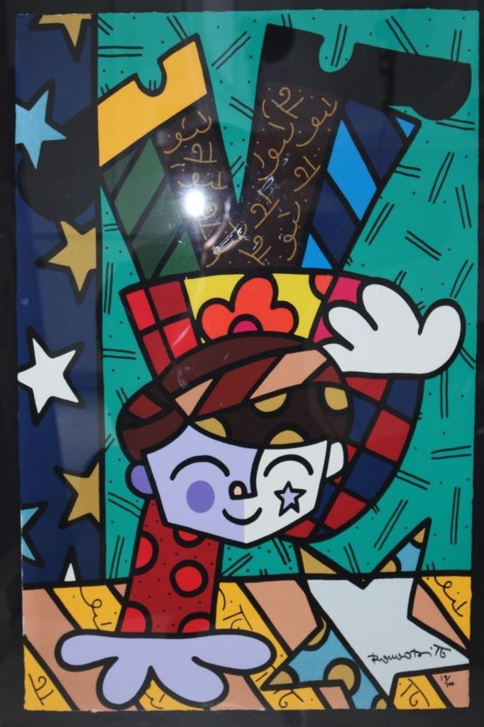 ROMERO BRITTO LITHOGRAPH NICELY FRAMED: Measures 16 X 25 plus frame, shipping $95 U.S. plus ins