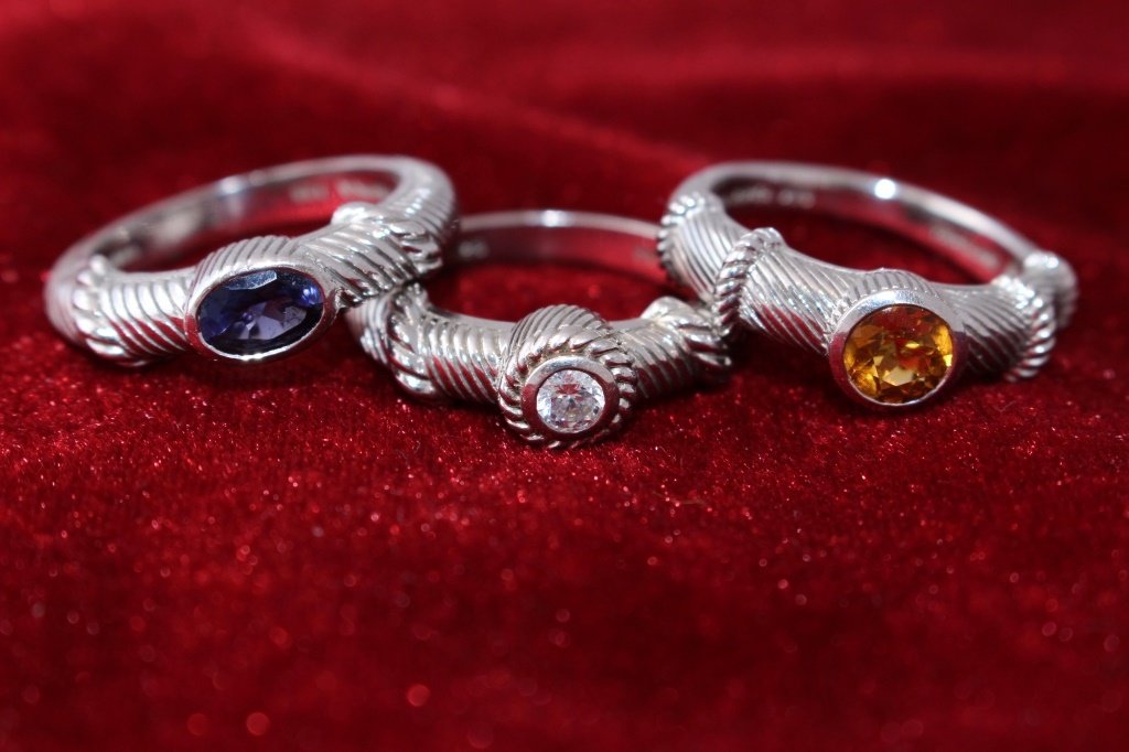 JUDITH RIPKA 3 PIECE STERLING & GEMSTONE RING SET (1 of 7)