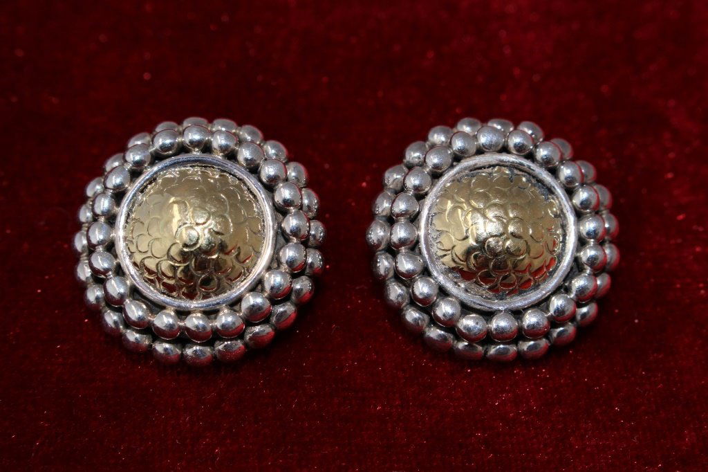 JOHN HARDY 18KT YELLOW GOLD AND STERLING EARRINGS: Each 3/4" long signed, from a Miami Beach estate , shipping $20 plus ins weight 22 grams