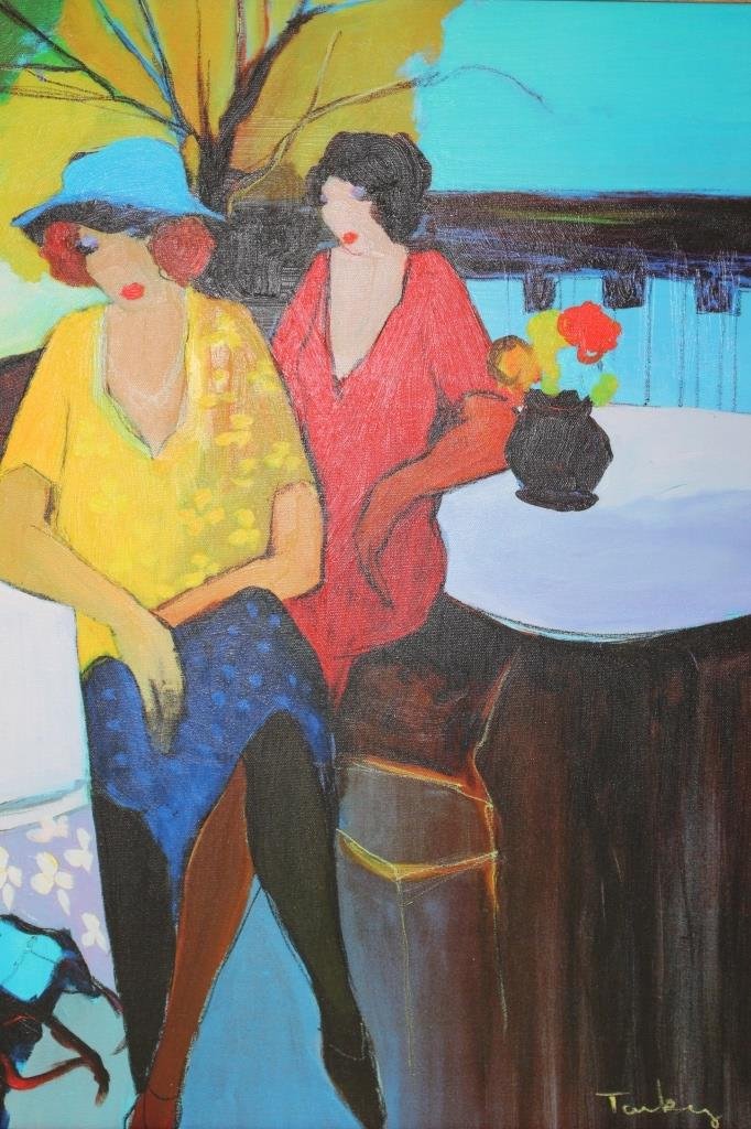 TARKAY PAIR OF SEATED WOMEN MIXED MEDIA (1 of 2)