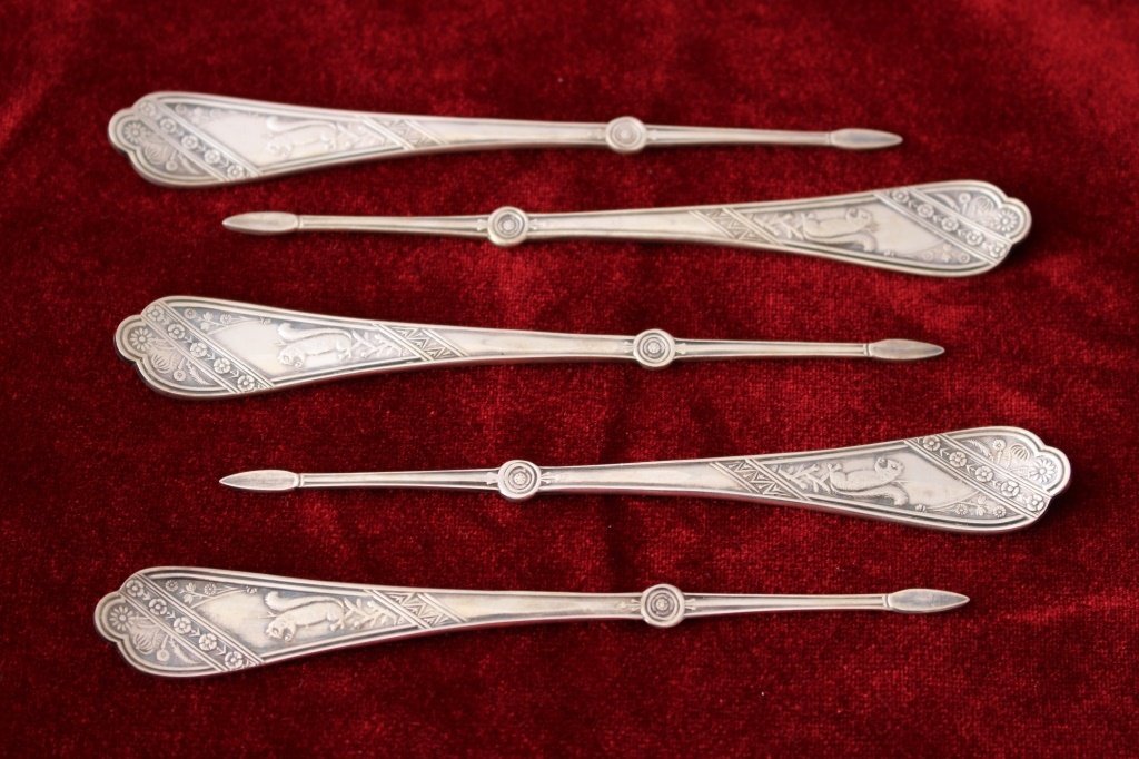 RARE 1880 LEESE STERLING SILVER PICKS (5) (1 of 2)