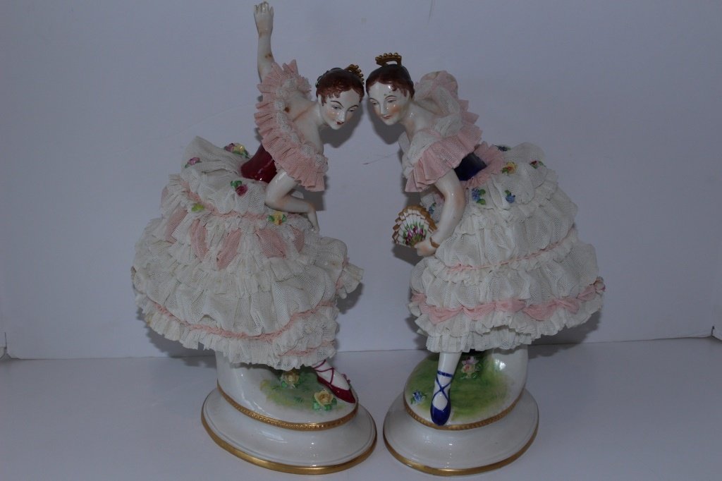 PAIR OF LARGE SIGNED DRESDEN DANCERS (1 of 7)