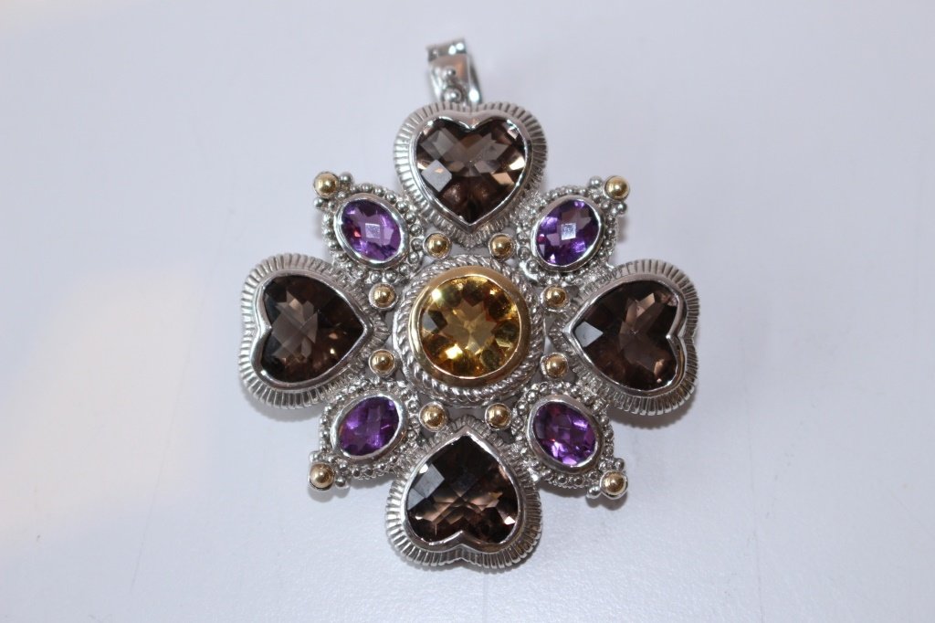 JUDITH RIPKA LARGE HEAVY STERLING SILVER PENDANT (1 of 2)