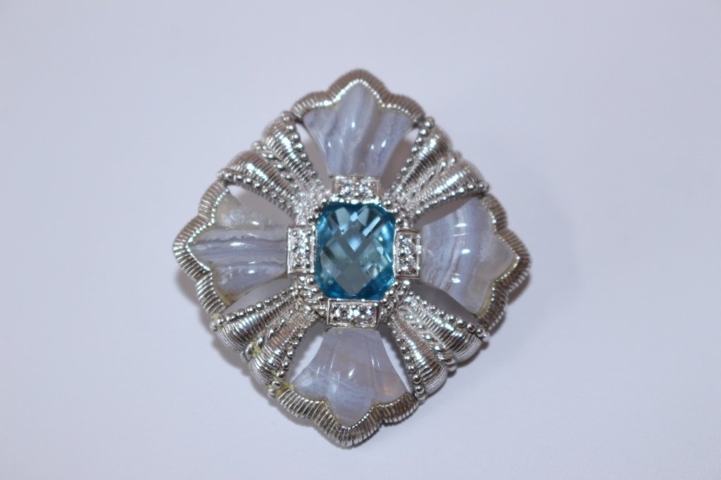 SIGNED JUDITH RIPKA STERLING & TOPAZ PENDANT (1 of 4)
