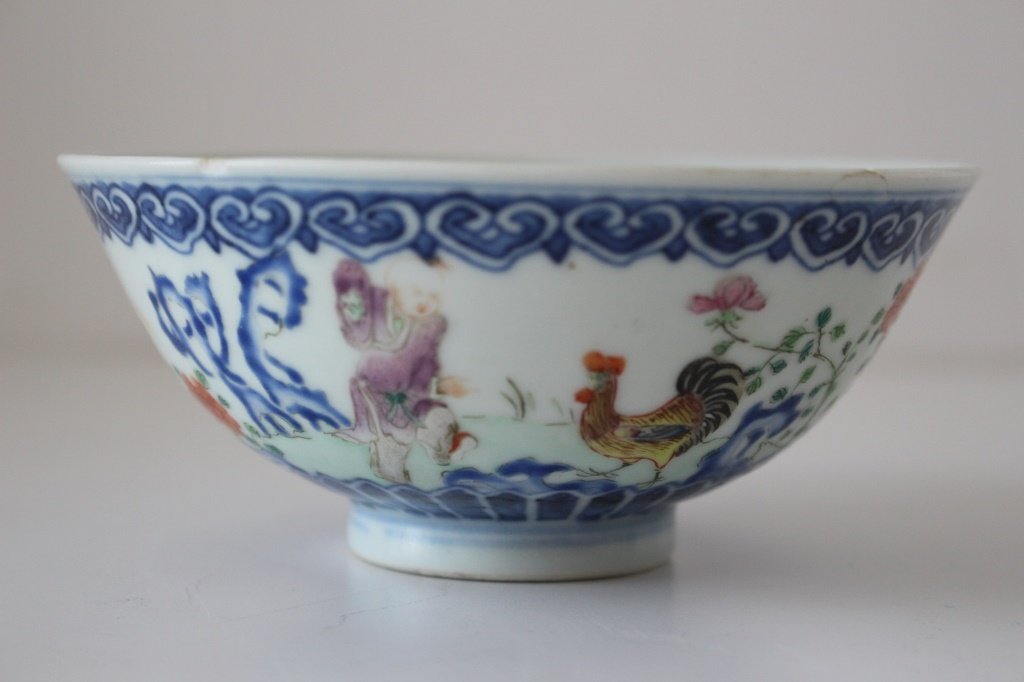 ANTIQUE HAND PAINTED CHINESE RICE BOWL WITH POEM (1 of 4)