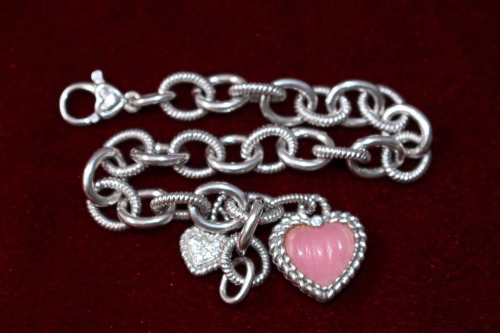 SIGNED JUDITH RIPKA STERLING SILVER BRACELET HEART (1 of 1)