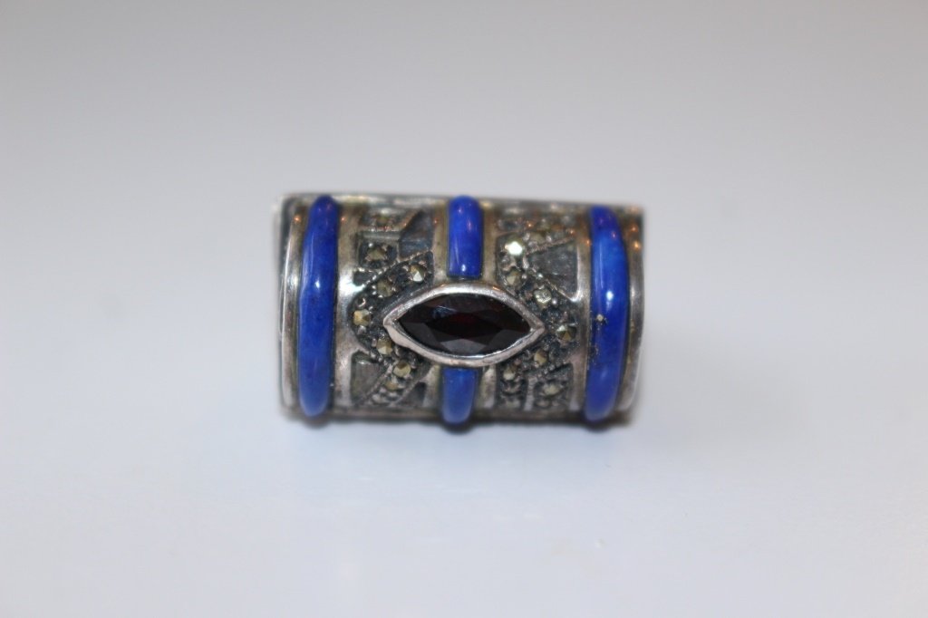 ANTIQUE STERLING ENAMELED AND AMETHYST POISON RING (1 of 9)