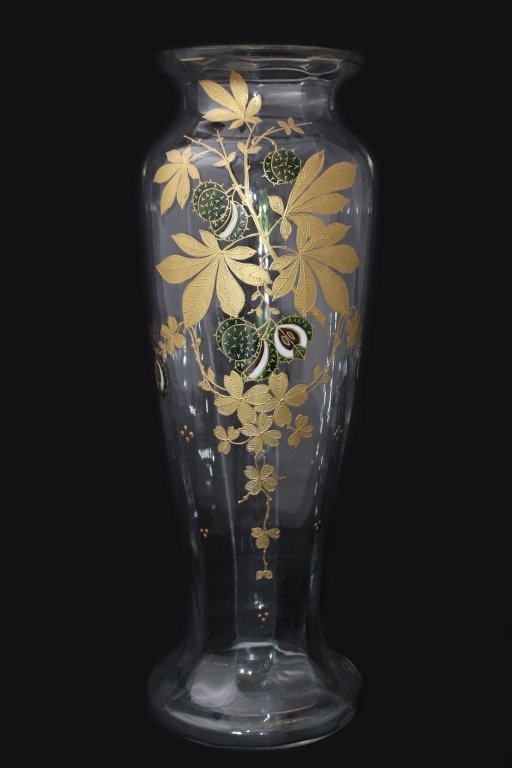 LARGE ANTIQUE FRENCH CRYSTAL ENAMELED VASE (1 of 5)