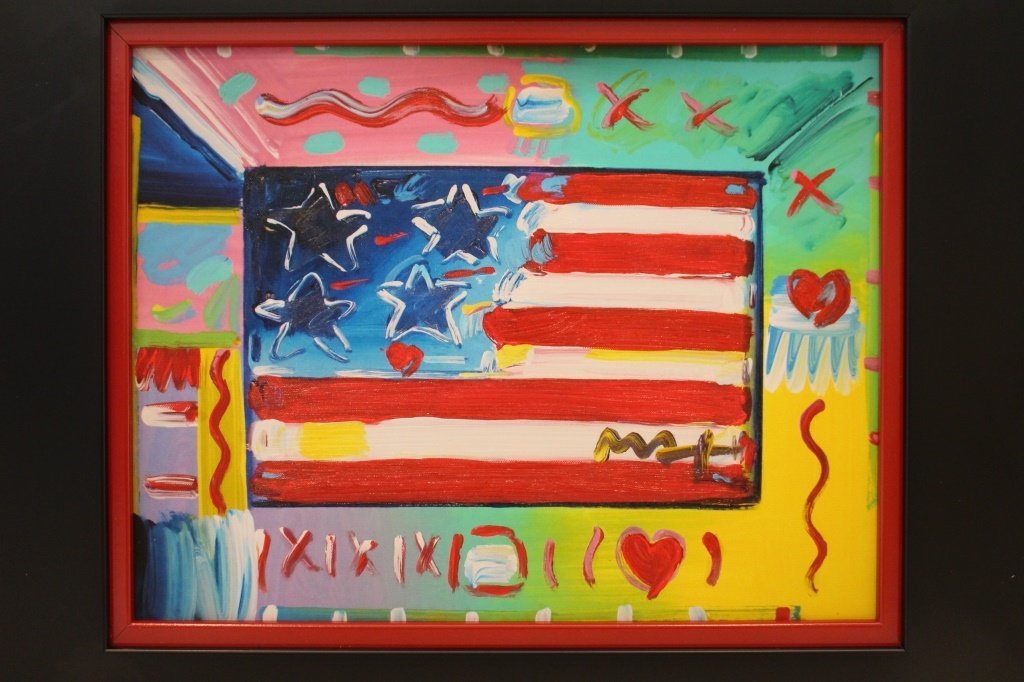 PETER MAX UNITED STATES FLAG GICLEE ON CANVAS (1 of 2)