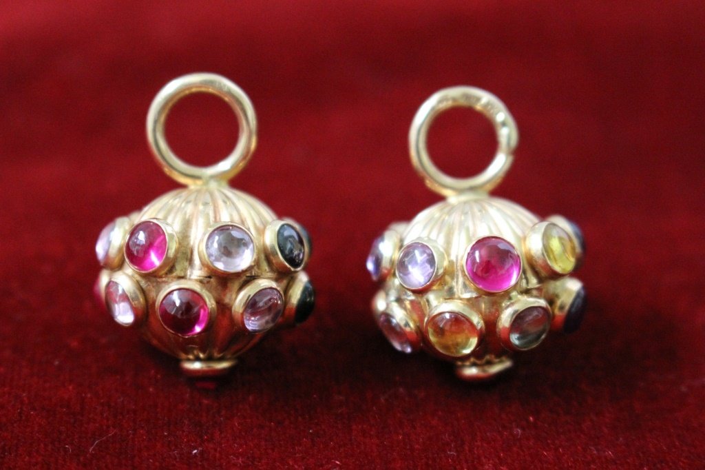 PAIR OF 14KT YELLOW GOLD AND GEMSTONE PENDANTS (1 of 2)