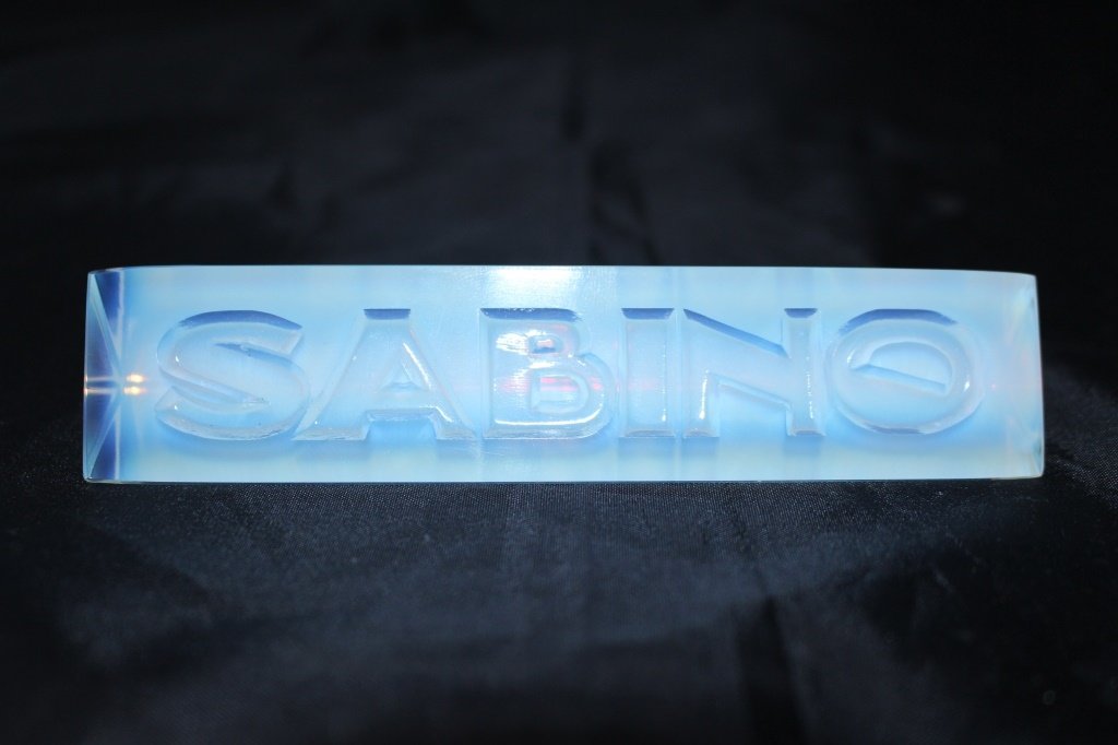 SABINO CRYSTAL DEALER'S SIGN: Measures 5" across, excellent condition. shipping $20 plus ins u.s.