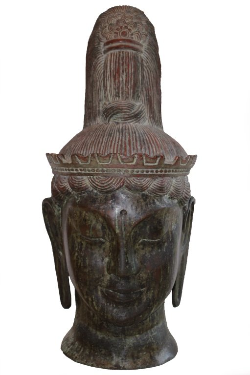 ANTIQUE HUGE CHINESE BRONZE BUDDAH HEAD (1 of 4)