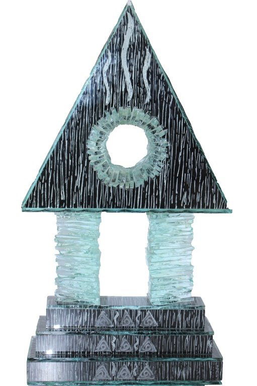 LARGE SIGNED GLASS ABSTRACT SCULPTURE LESLIE K. OTT (1 of 1)