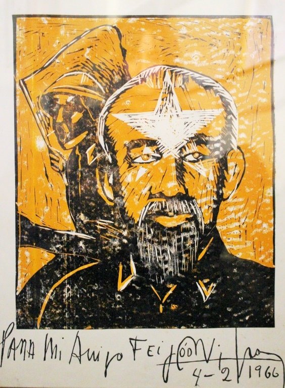 WIFREDO LAM CUBAN 1902-1982 WOOD BLOCK HAND SIGNED (1 of 2)