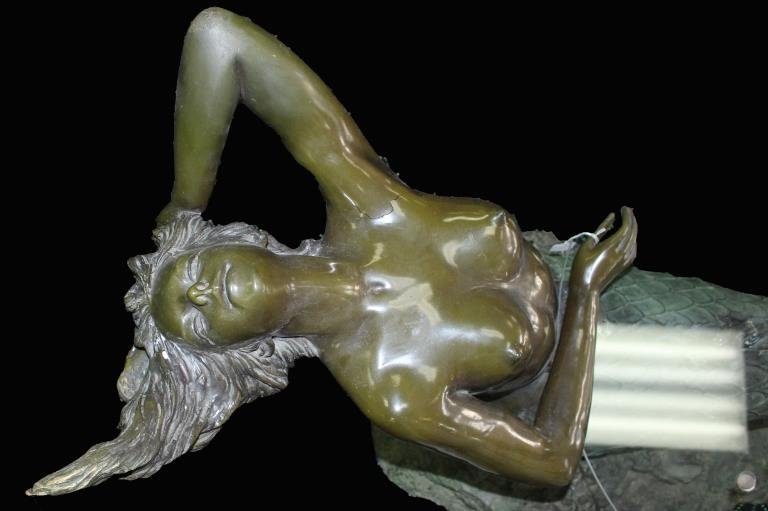 BRONZE MERMAID COFFEE TABLE WITH OVAL GLASS TOP (1 of 2)