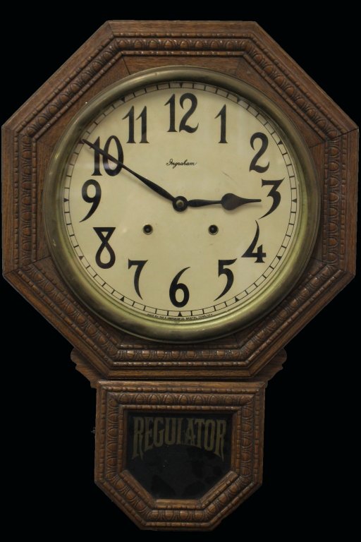 VINTAGE INGRAM REGULATOR OAK CLOCK (1 of 6)