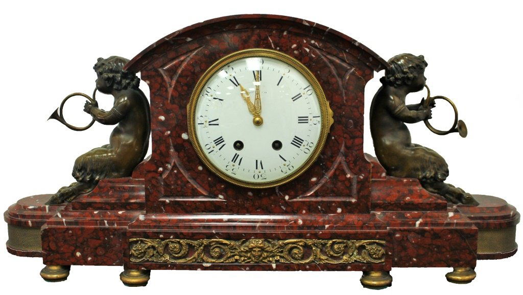 TIFFANY&CO LARGE BRONZE ANTIQUE ROUGE MARBLE CLOCK (1 of 6)