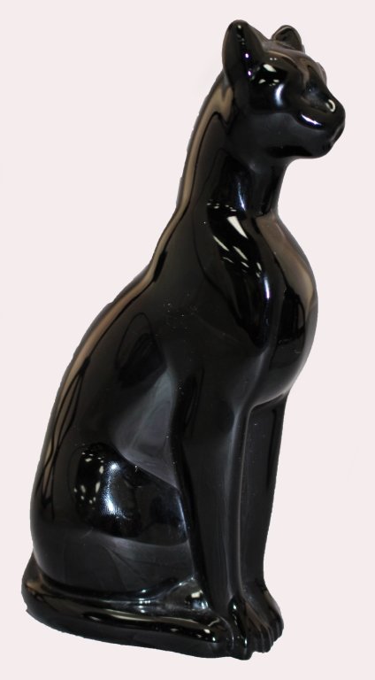 LARGE SIGNED BACCARAT BLACK SEATED CAT (1 of 3)