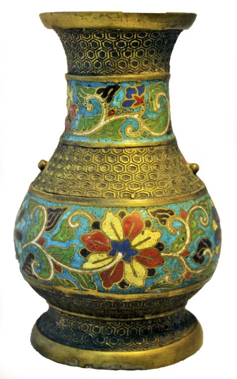 ANTIQUE CHINESE CHAMPLEVE BRONZE VASE (1 of 2)