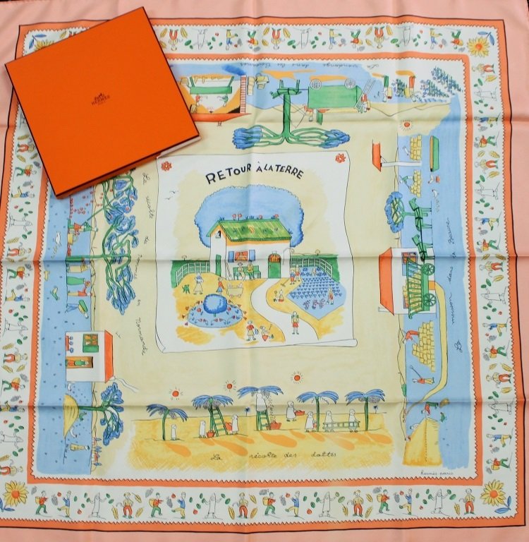 AUTHENTIC HERMES SILK SCARF "RETOUR A LA TERRE" (1 of 4)