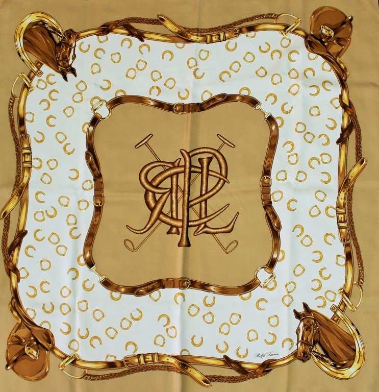 LARGE AUTHENTIC RALPH LAUREN EQUESTRIAN SILK SCARF (1 of 2)