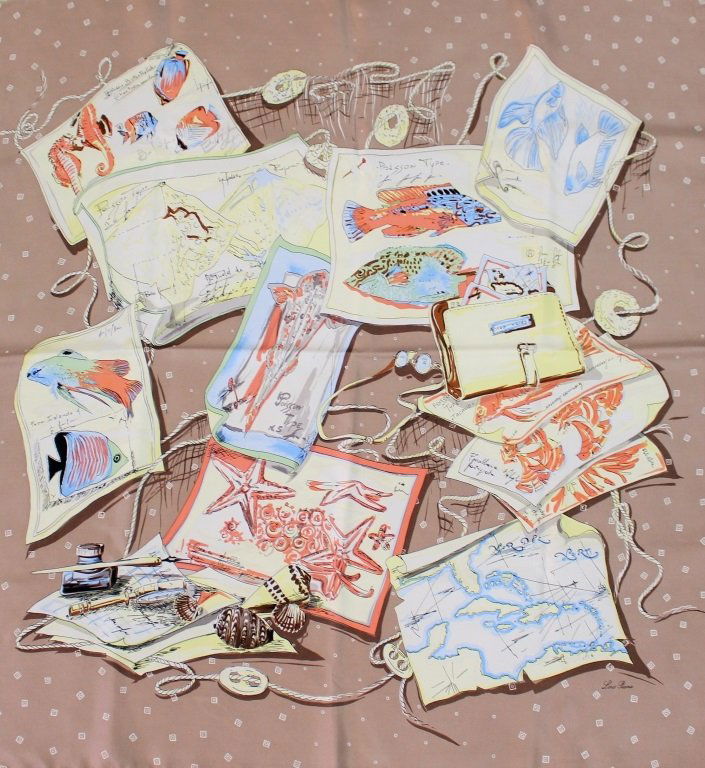 LORO PIANA AUTHENTIC SILK SCARF NAUTICAL SCENE (1 of 2)
