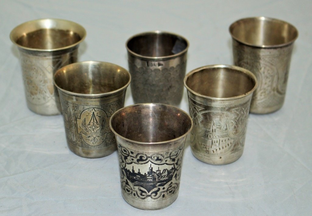 6 19TH CENTURY RUSSIAN KIDDUSH CUPS (1 of 7)