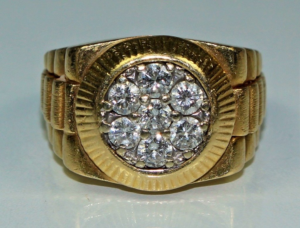 MEN'S 14KT GOLD & 1 1/2CT DIAMOND ROLEX RING (1 of 4)