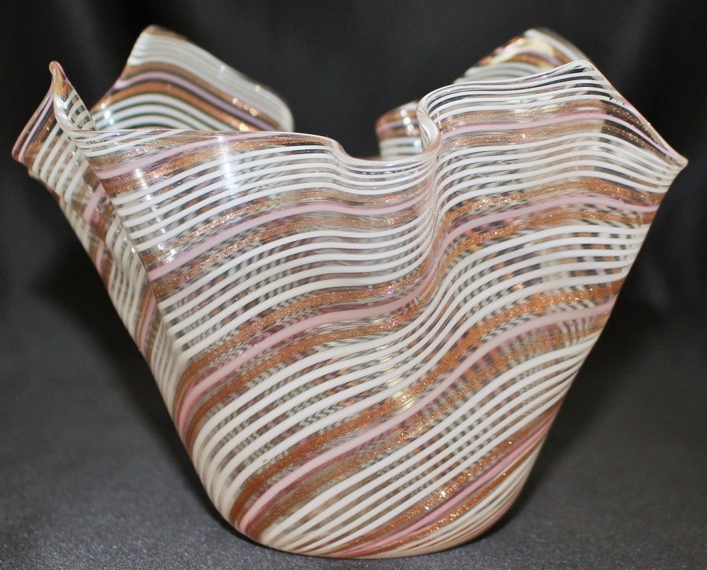 MURANO VENINI FOLDED RIBBON GLASS VASE (1 of 3)