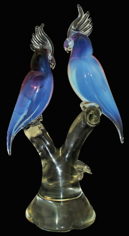 LARGE MURANO SIGNED COCKATOO GLASS FIGURINE (1 of 3)