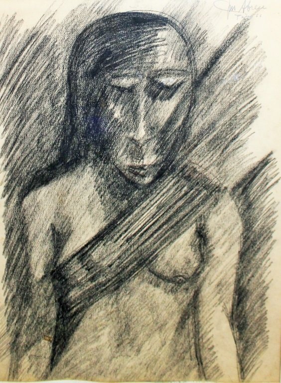 MARIO ABREU ETCHING OF A NUDE WOMAN: Mario Abreu (August 22, 1919 - February 20, 1993) was a Venezuelan artist known as the “master of magic objects”. Signed top left. Measures 25" high x 19" wide +4' matte and frame. Will not ship d