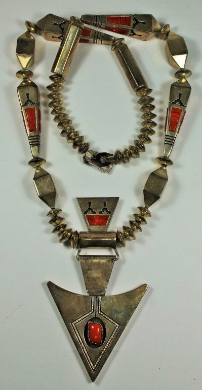 ZUNI SIGNED ALVIN STERLING SQUASH BLOSSOM NECKLACE (1 of 5)