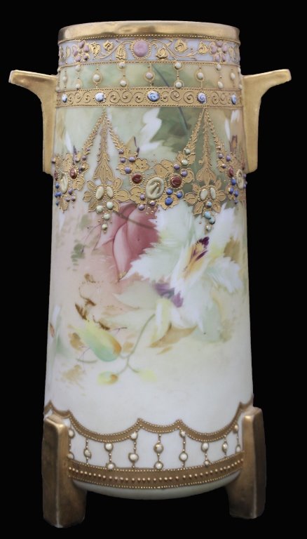 HAND PAINTED JEWELED NIPPON PORCELAIN VASE (1 of 6)