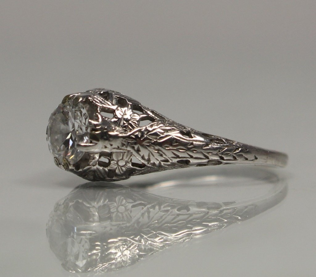 1920'S DECO ENGAGEMENT RING WITH 3/4CT DIAMOND (1 of 2)