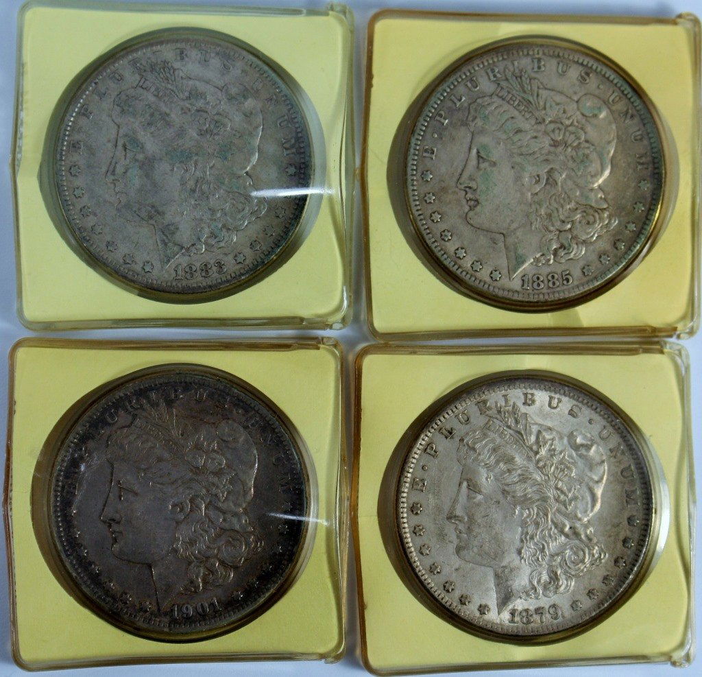 4 MORGAN SILVER DOLLAR COINS (1 of 2)