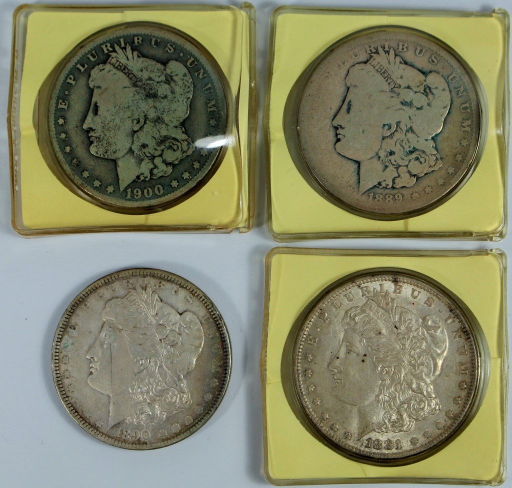 4 MORGAN SILVER DOLLAR COINS (1 of 2)