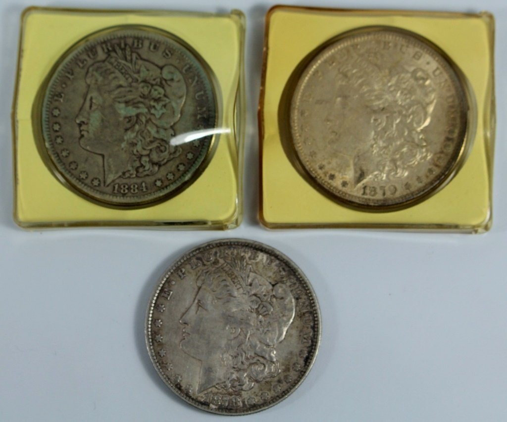 3 MORGAN SILVER DOLLAR COINS (1 of 2)