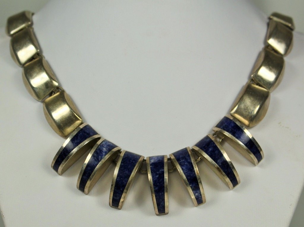 VINTAGE MEXICAN STERLING & LAPIS HEAVY NECKLACE (1 of 5)