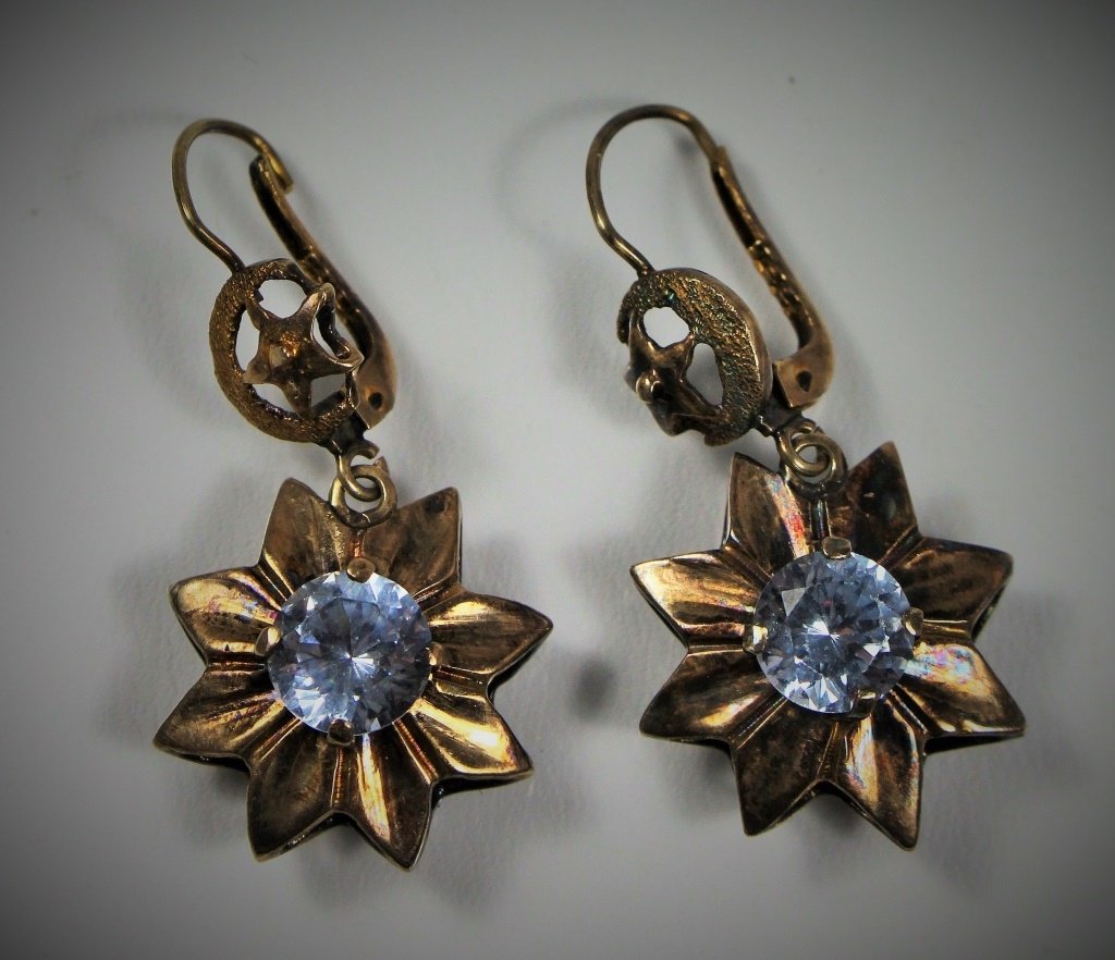 VICTORIAN 10KT YELLOW GOLD & TOPAZ EARRINGS (1 of 3)