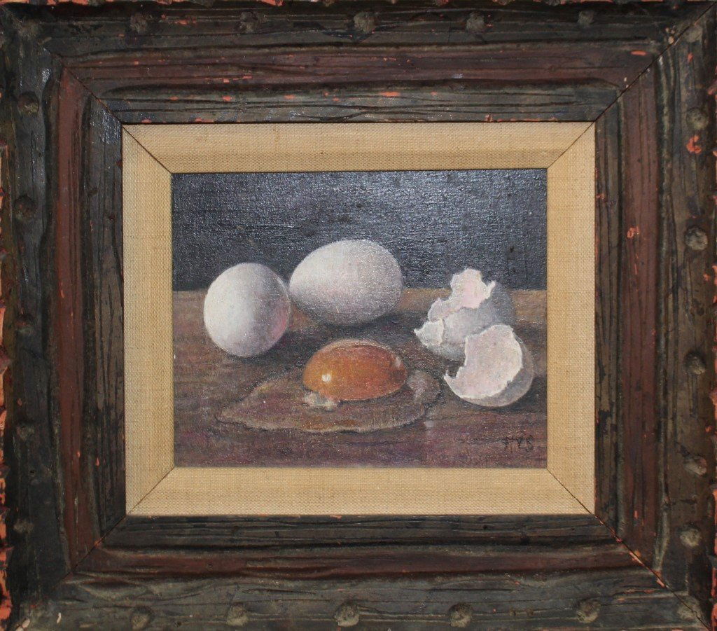 HILDA VAN STOCKUM STILL LIFE OF EGGS OIL ON BOARD (1 of 3)