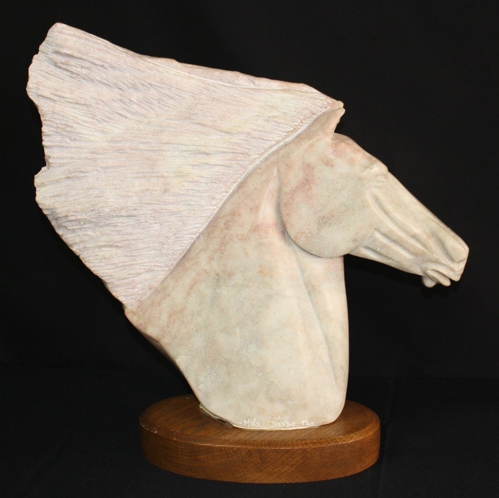HAND CARVED ALABASTER HORSE HEAD (1 of 5)