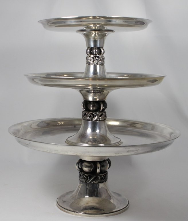 ALPHONSE LA PAGLIA LARGE 3 PIECE STERLING TAZZAS (1 of 3)