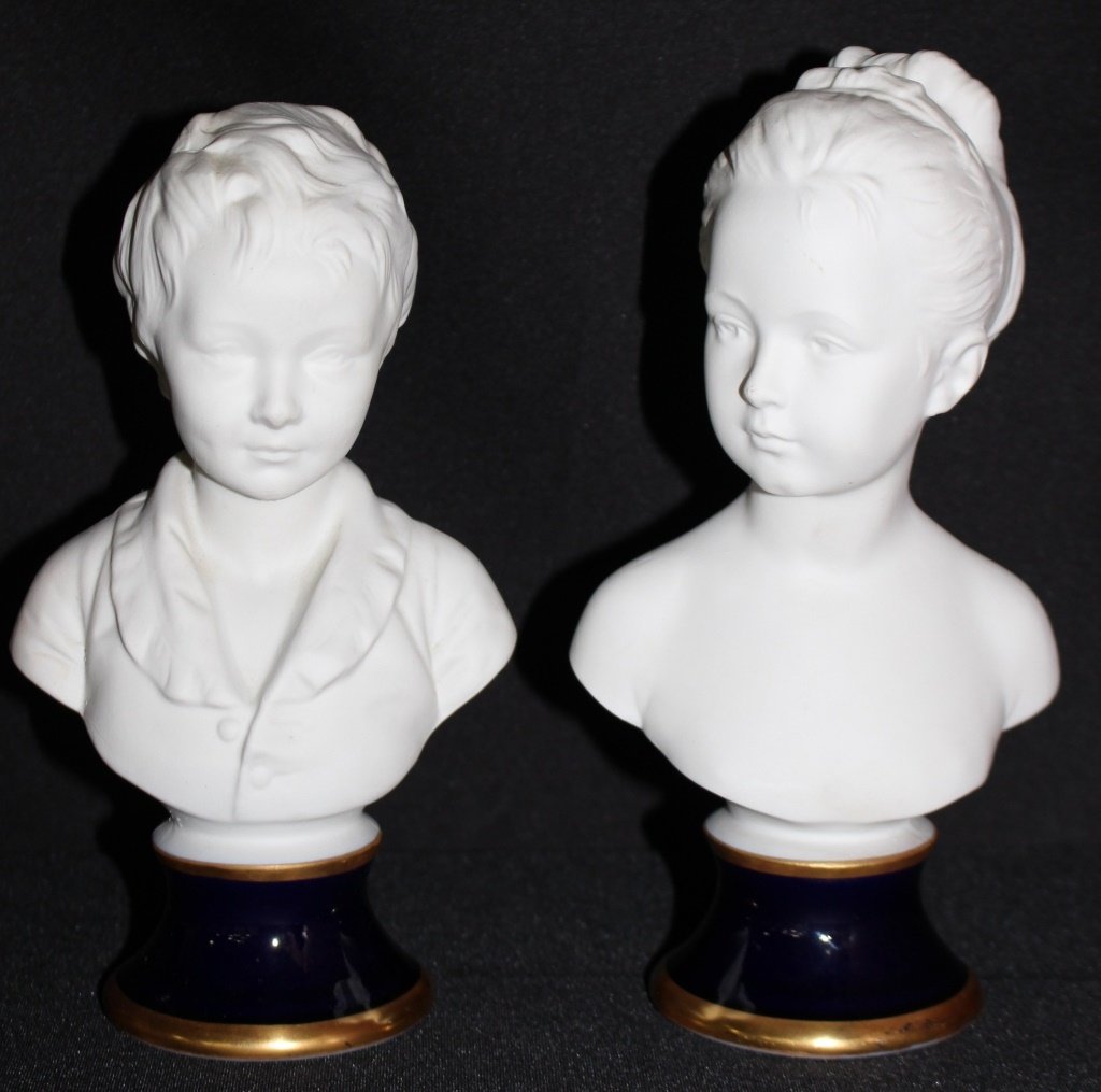 PAIR VINTAGE LIMOGES BISQUE BUSTS OF CHILDREN (1 of 6)