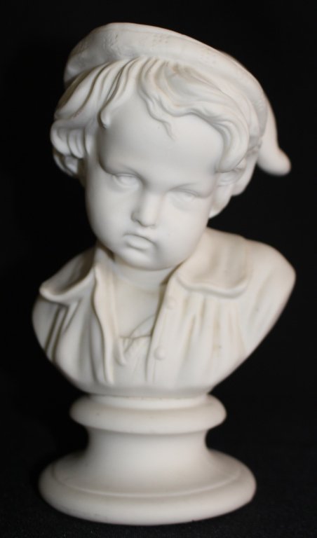 ANTIQUE WHITE PARIAN BUST OF A SMALL BOY FIGURINE (1 of 5)