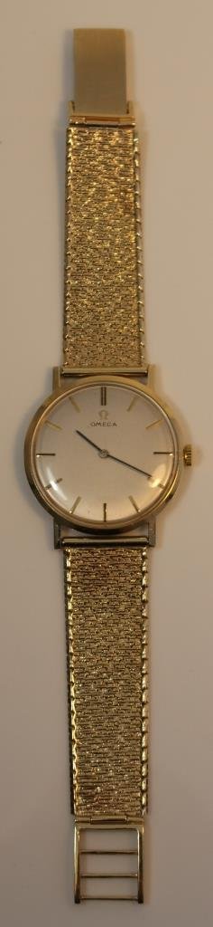 MEN'S VINTAGE 14KT GOLD OMEGA WRIST WATCH & BAND (1 of 6)